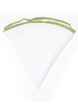 White Linen/Mint Trim Linen Pocket Circle